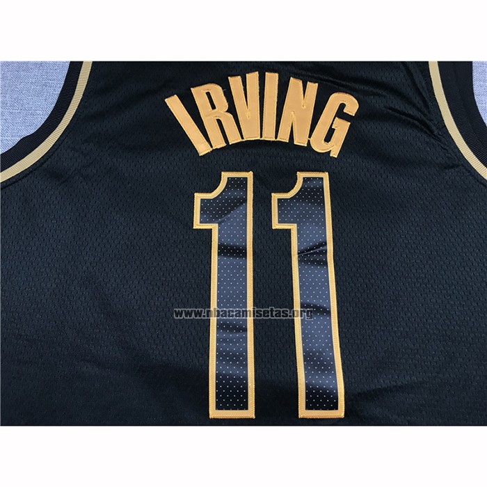 Camiseta Golden Edition Brooklyn Nets Kyrie Irving NO 11 Negro
